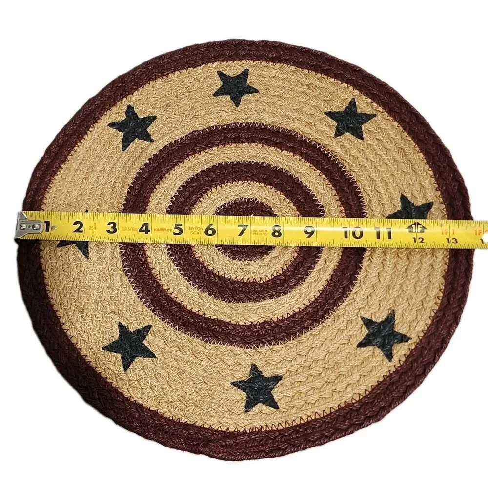 Americana Patriotic Star Jute Mat Braided Placemat 14